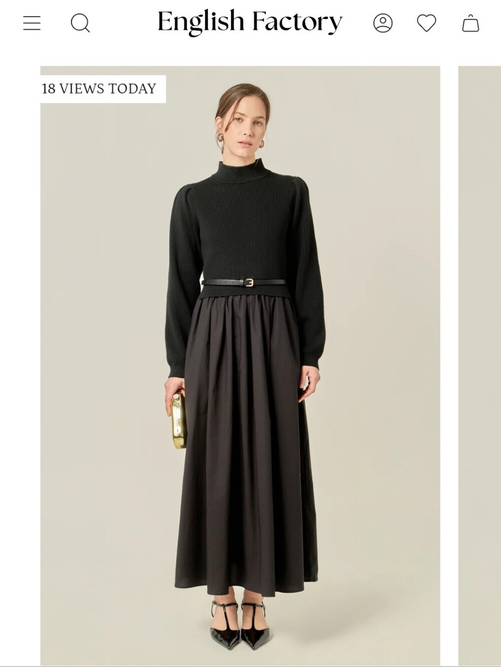 English Factory Black Maxi Dress/Comfy Sweater Top Size M